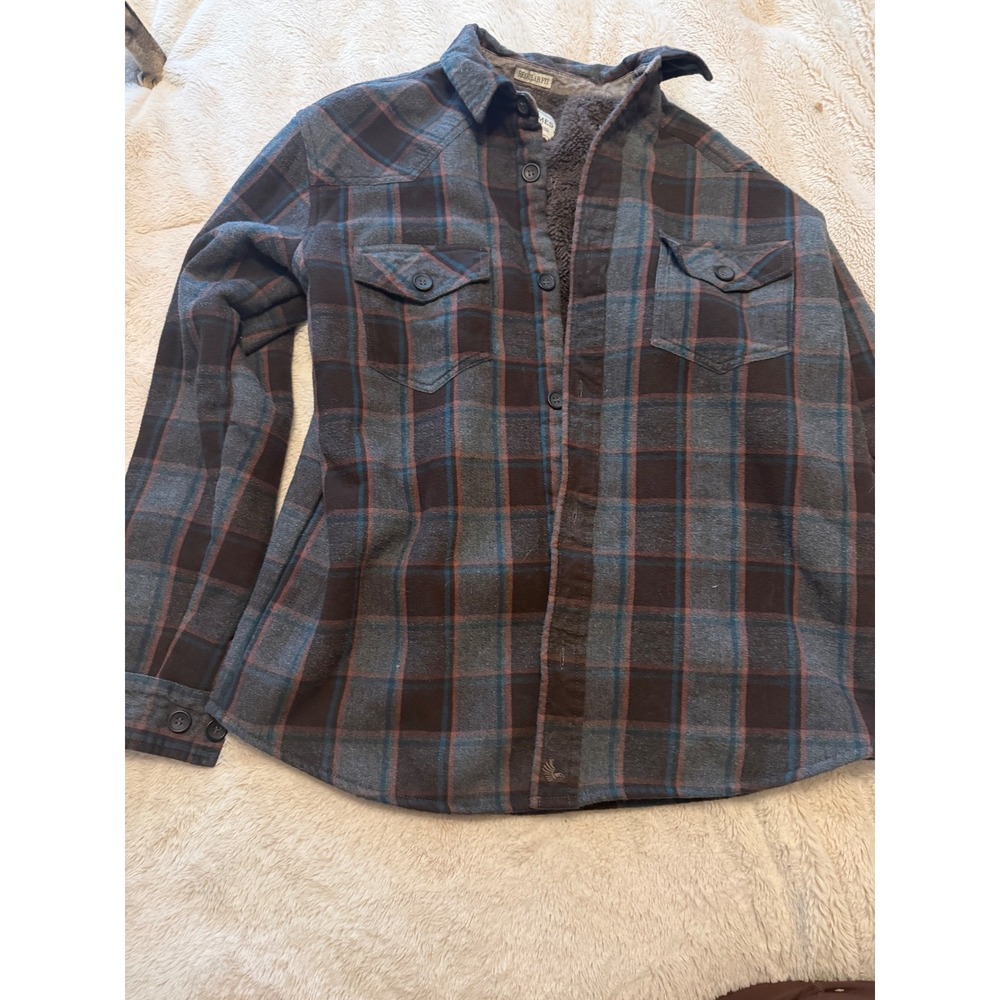 Cody James Men Plaid Flannel Sherpa Lined‎ Shirt Jacket Regular Fit Size M